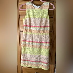 Ann Taylor Neon and Pastel  Lace Sheath Dress | Size 6P